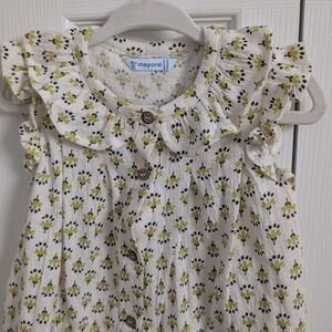 Mayoral White and Yellow Floral Kids Dress